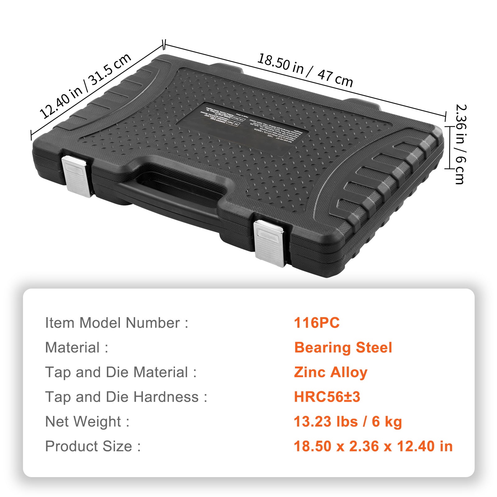 116-Piece Tap and Die Set – Metric & SAE Threading Tool Kit with Bearing Steel