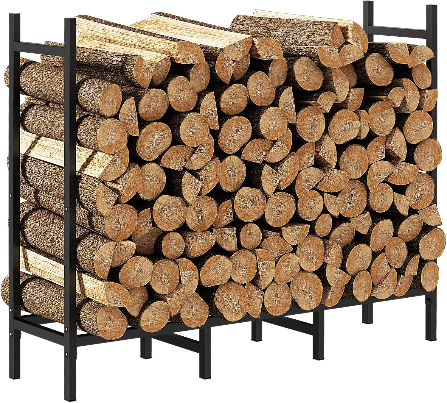 12.7FT Outdoor Firewood Rack with Cover — 152" Wide, 3/4 Cord Capacity, Black
