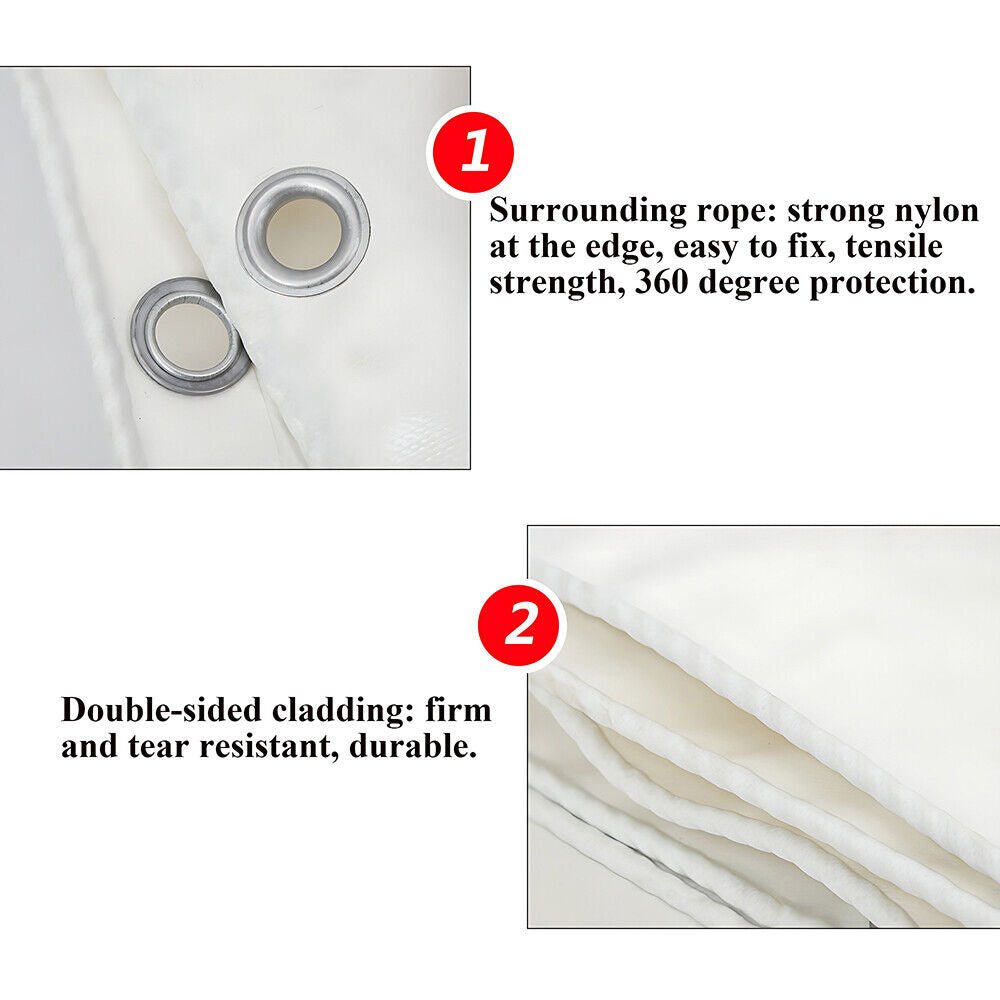 5x7ft to 10×12ft White Heavy Duty Poly Tarp Waterproof Awning Poly PVC Boat Canopy Cover Tarpaulin Tent - HomeDIYer