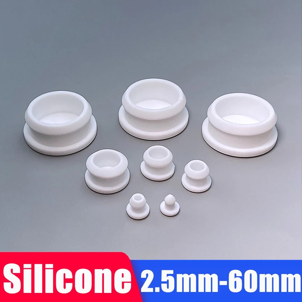 White Snap - On Hole Plug Silicone Rubber Blanking Seal Bung Pipe Tube 2.5mm - 60mm - HomeDIYer