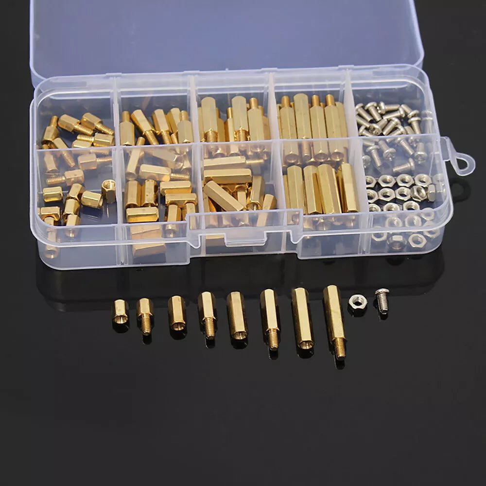 180Pcs M3 PCB Hex Male Female Spacer Threaded Brass Standoffs Screws Nuts Set - HomeDIYer