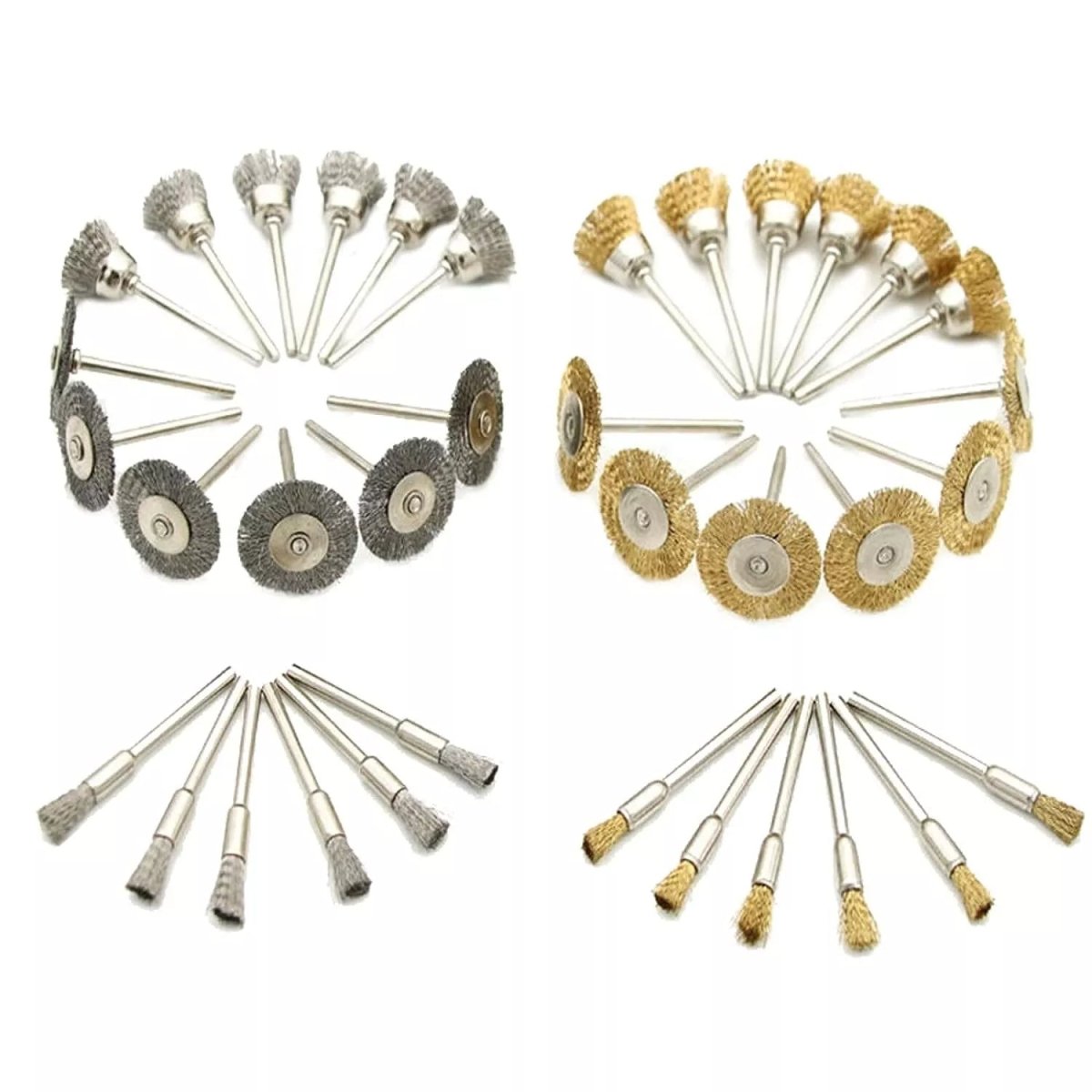 36x Steel Brass Wire Brush Disk Brush Round Brush Set Brush Drill - HomeDIYer