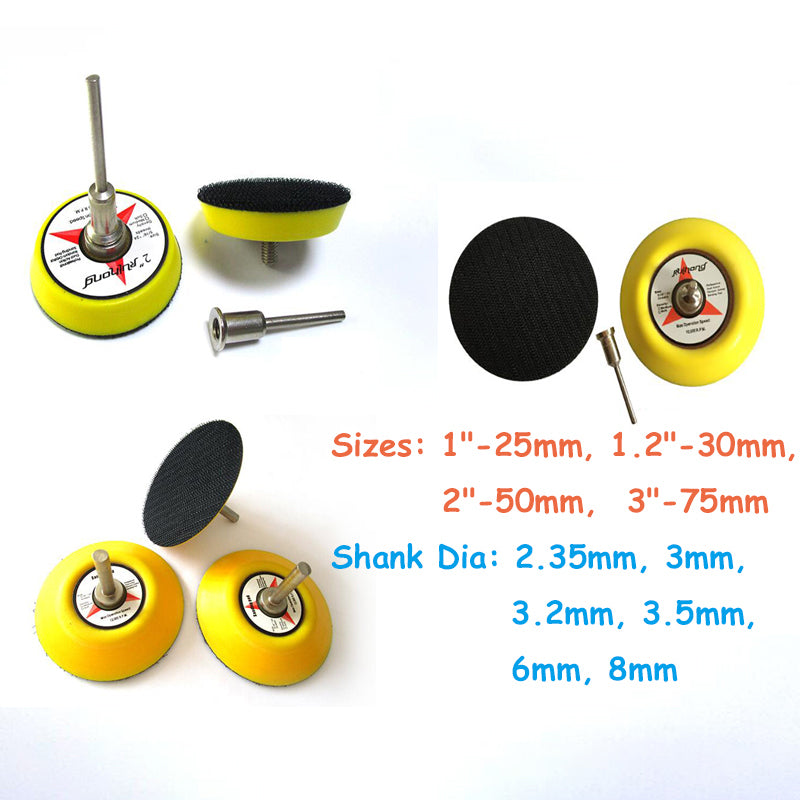 1" - 3" Hook Loop Sanding Polishing Backing Pad With 2.35mm-6mm Shank For Sander