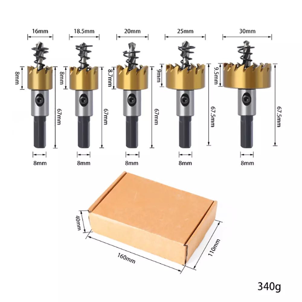 5Pcs Hole Saw Tooth HSS Stainless Steel Drill Bit Set Cutter Tool For Metal Wood - HomeDIYer