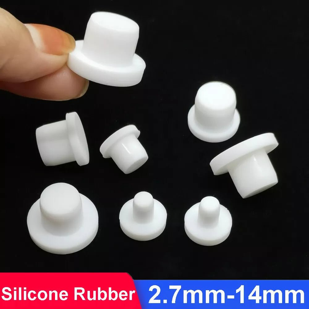 White Hole Plug End Cap Round Solid Silicone Rubber Blanking Seal Bung 3mm - 14mm - HomeDIYer