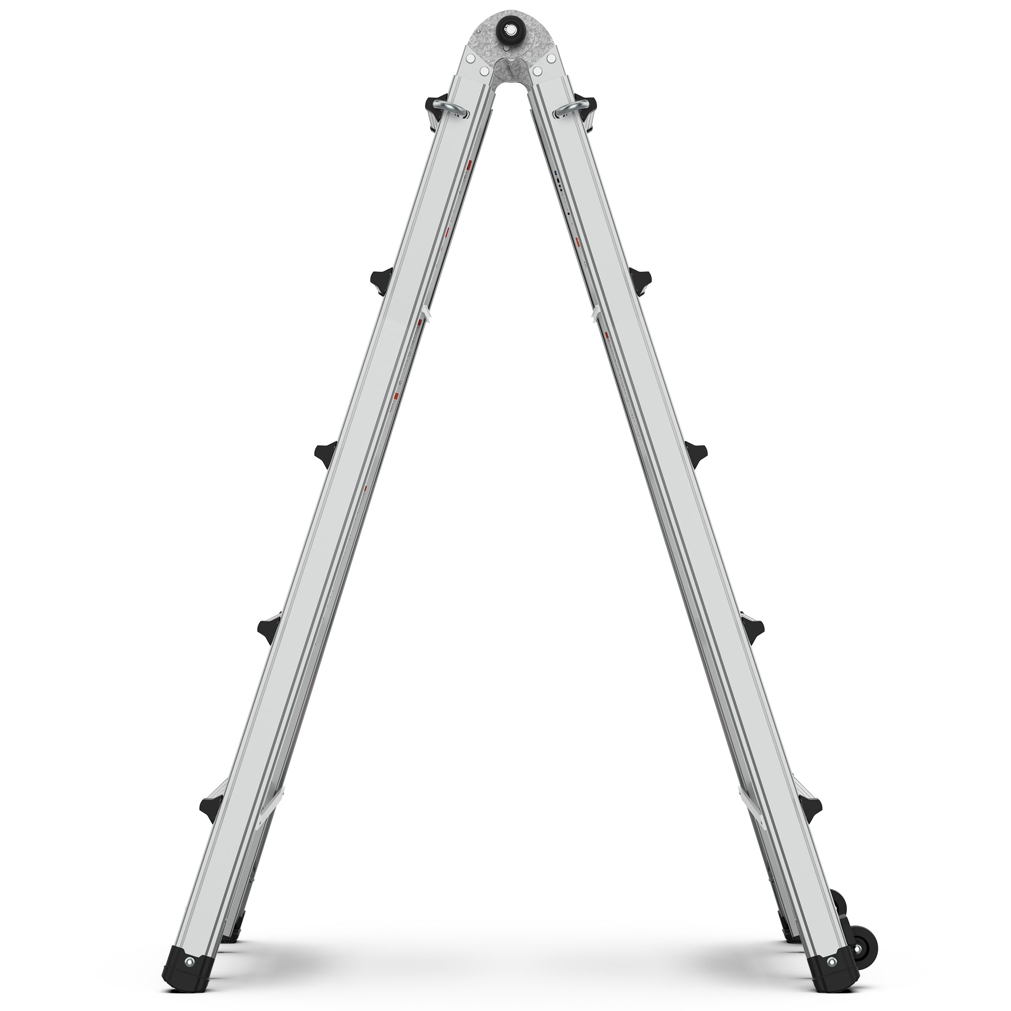 22 FT Aluminum Multi‑Position Ladder with Wheels — 300 lb Capacity, A‑Frame, Extension & More, Metallic Grey