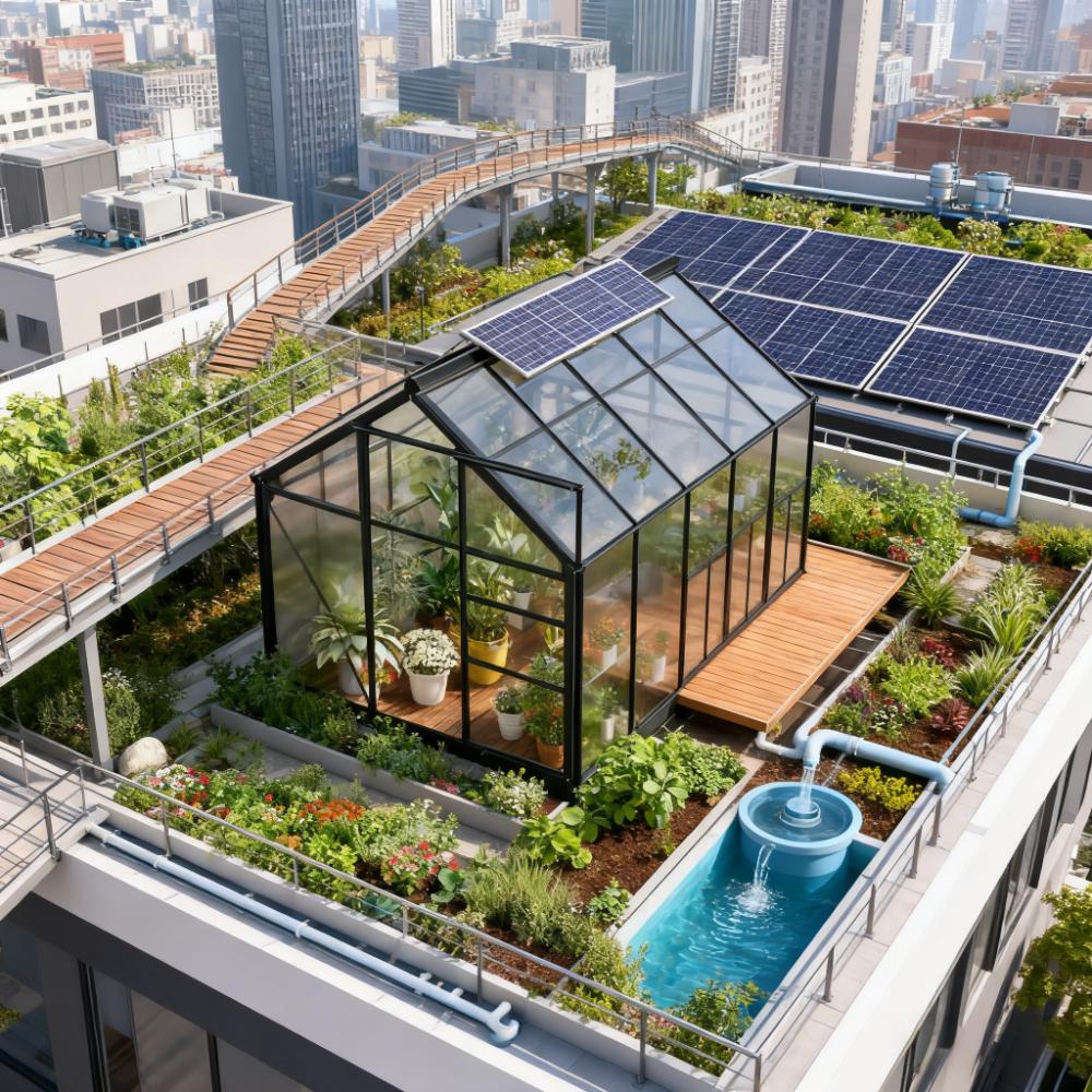 6.2ft x 8.3ft x 6.6ft Heavy‑Duty Aluminum Walk‑In Greenhouse — Polycarbonate Panels Sliding Door & Rooftop Vent Gray