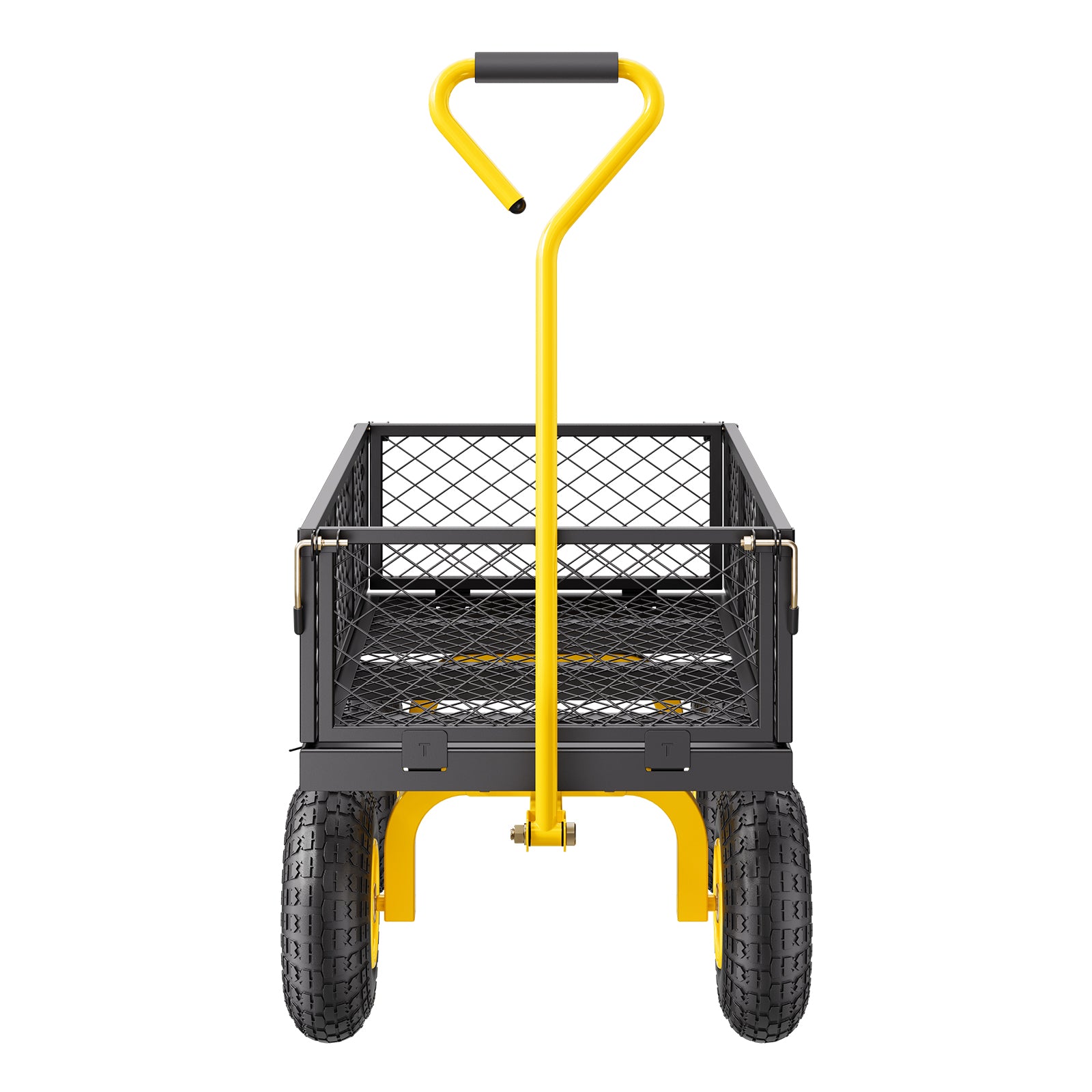500 Lbs Steel Garden Cart, Heavy Duty Pullable Cart with Wheels for Garden, Metal Yard Utility Wagon with 10" All Terrain Tires, Removable Mesh Sides and 180° Rotating Handle