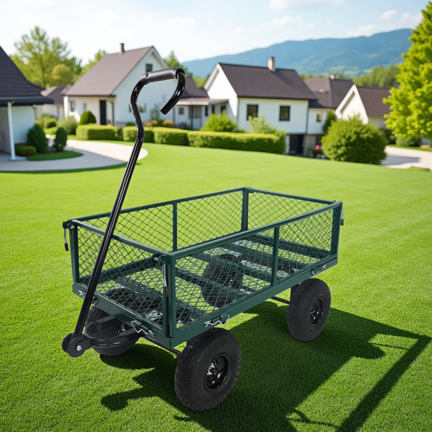 Wagon Cart Garden cart trucks make it easier to transport firewood (green)
