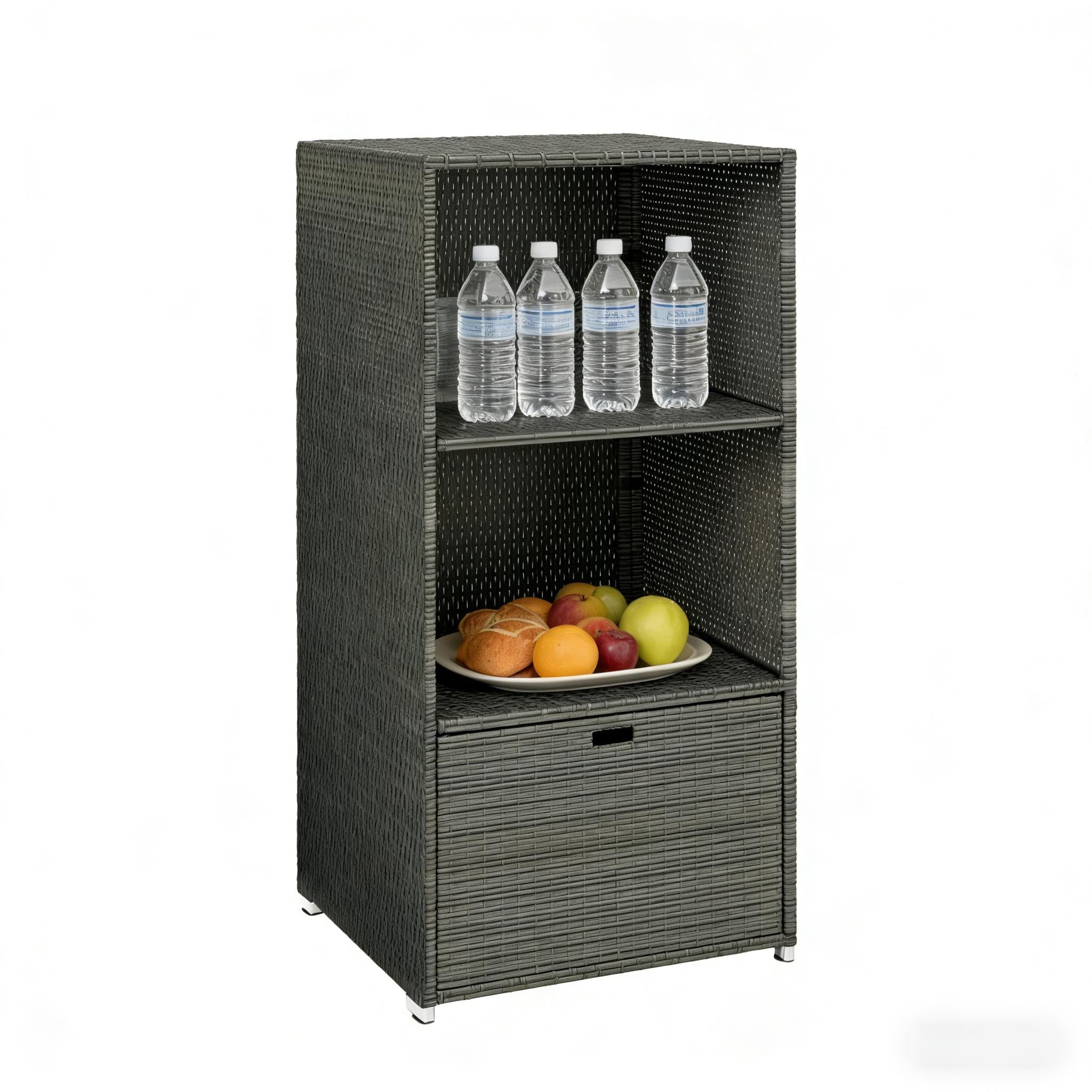 Rattan Wicker Storage Organizer,Beachfront Towel Storage Rack,Two-Shelf Towel Storage Rack