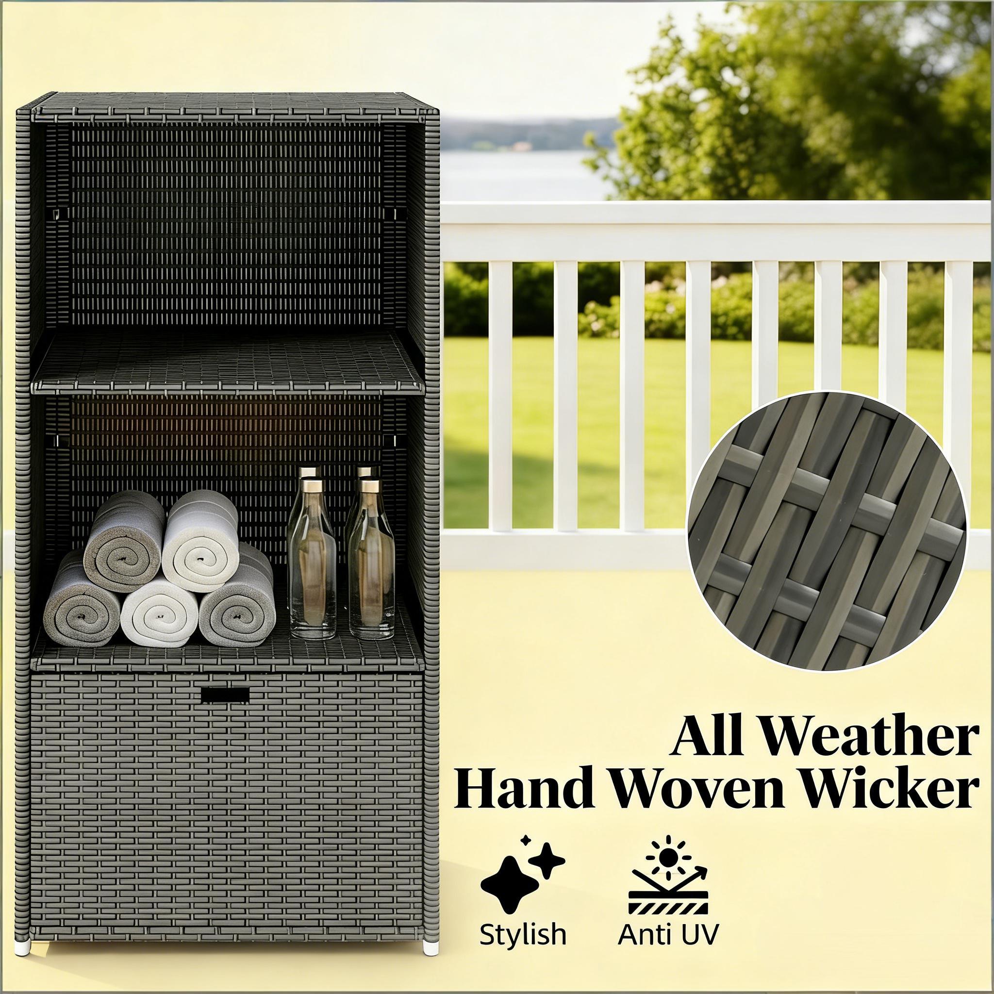 Rattan Wicker Storage Organizer,Beachfront Towel Storage Rack,Two-Shelf Towel Storage Rack