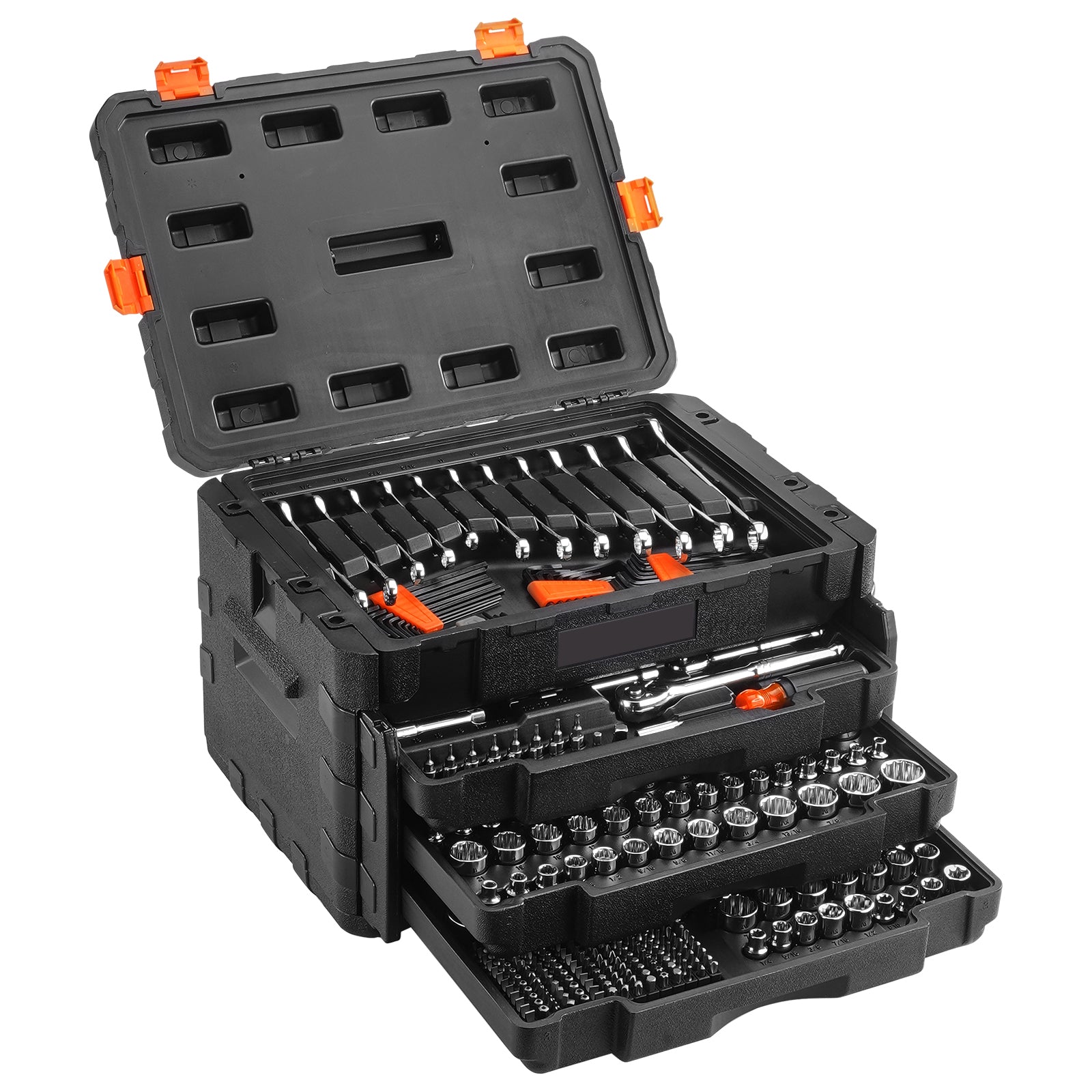 450-Piece Mechanics Tool Set – 1/4", 3/8", 1/2" Drive Socket Set with Case