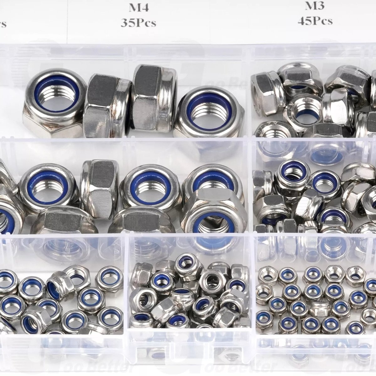 170PCS M3 M4 M5 M6 M8 M10 M12 Lock Nut Nylon Insert Hex Course Stainless Steel Set - HomeDIYer