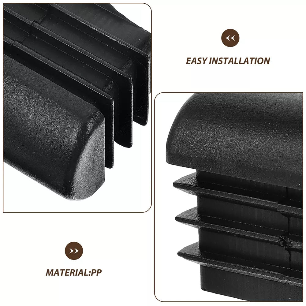 Furniture Tube Inserts Caps Domed End Stoppers for Table Chair Legs Black Square - HomeDIYer