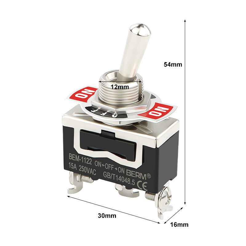 Mini Toggle Switch ON-OFF-ON SPDT — 2/3 Position, 2–6 Pin, Latching & Momentary
