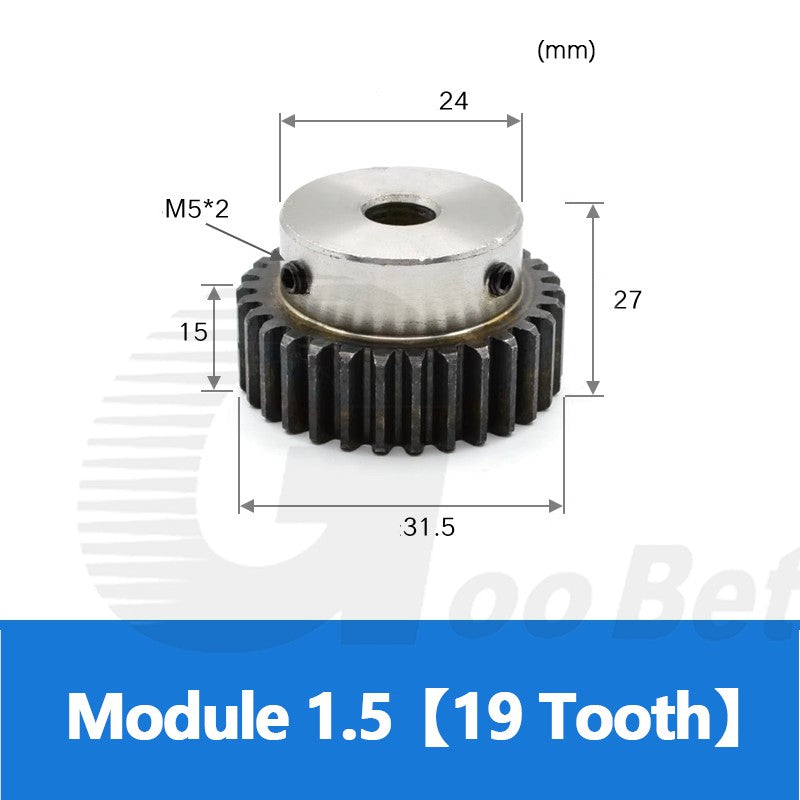 Spur Gear C45 Steel Mod 1.5 with Hub 12-60 Tooth Motor Pinion Hardened Precision