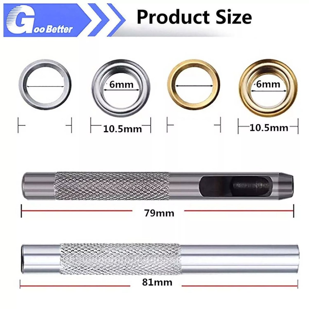 200 Sets Grommet Kit 6mm Metal Eyelet Washer for Leather Fabric Tarp Shoes - HomeDIYer