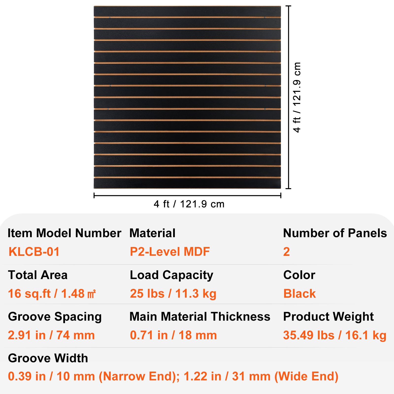 Slatwall Panels, 4 ft x 2 ft Black Garage Wall Panels 24"H x 48"L (Set of 2 Panels), Heavy Duty Garage Wall Organizer Panels Display for Retail Store, Garage Wall, and Craft Storage Organization