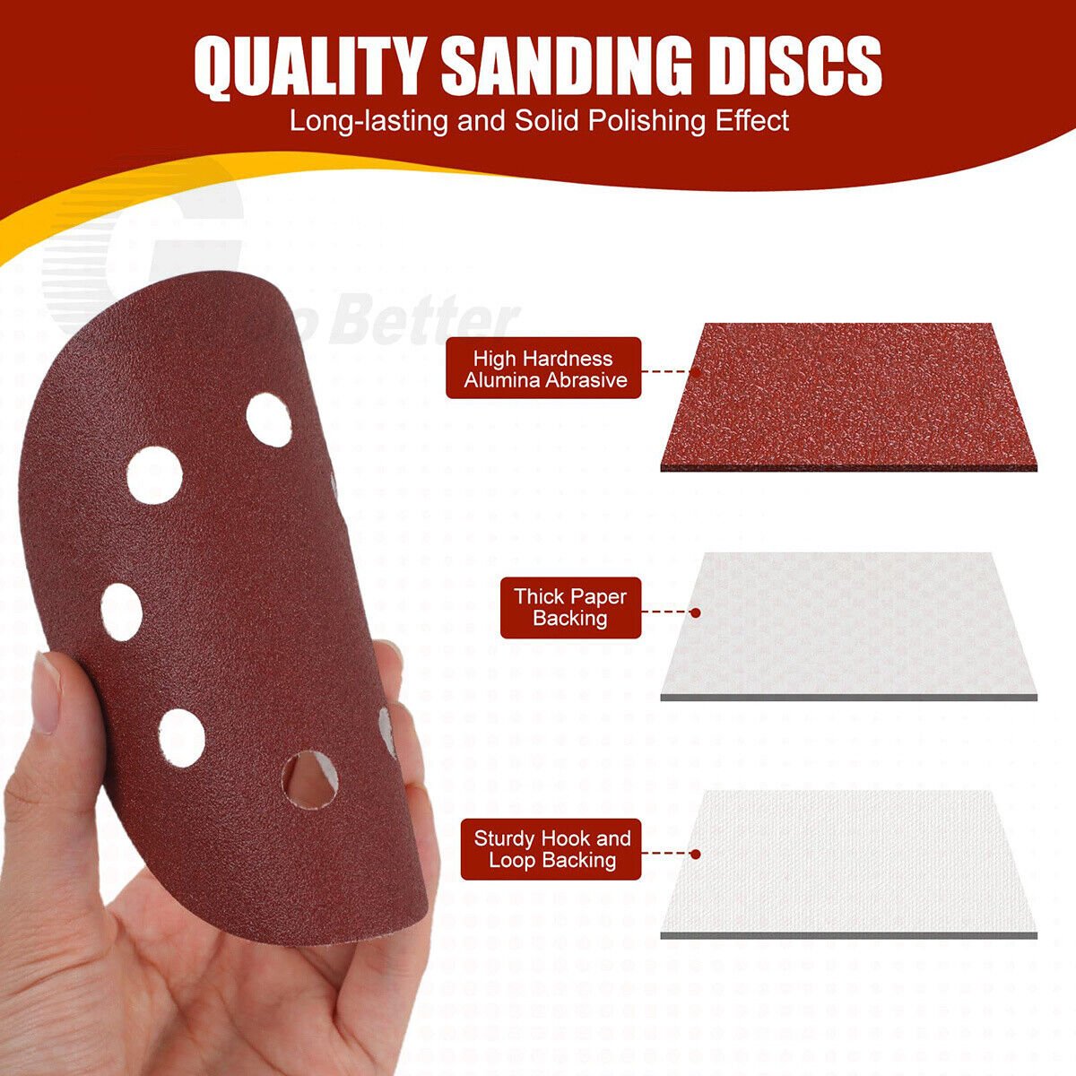 125mm 5" 8 Holes Sanding Discs Set 40 60 80 120 180 - 600 Grit For Orbital Sander - HomeDIYer