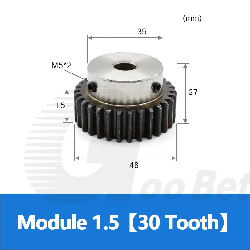 Spur Gear C45 Steel Mod 1.5 with Hub 12-60 Tooth Motor Pinion Hardened Precision