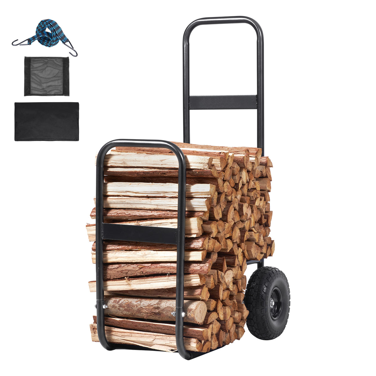 Firewood Log Cart with Solid Wheels, 250 lb Capacity