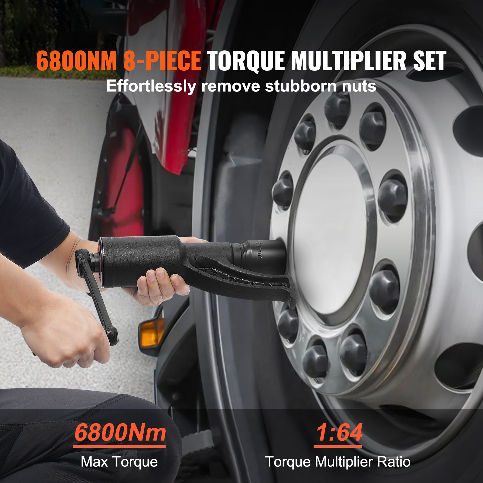 DURHAND Torque Multiplier Wrench Labor Saving Lug Nut Set W/7 Cr-V Socket