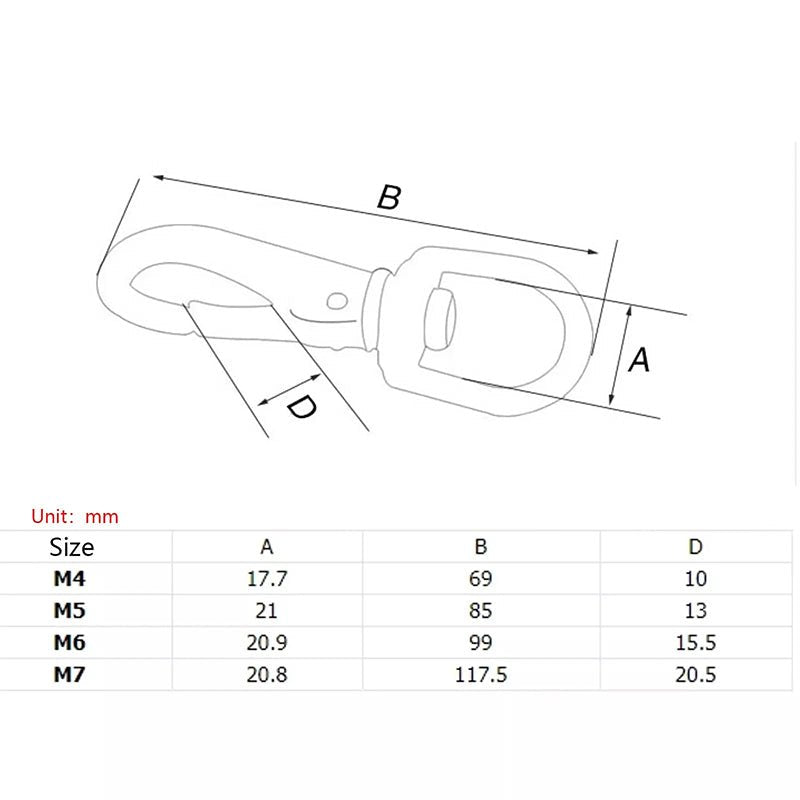 304 Stainless Steel Swivel Eye Snap Hooks M4 M5 M6 M7 (5PCS) - HomeDIYer