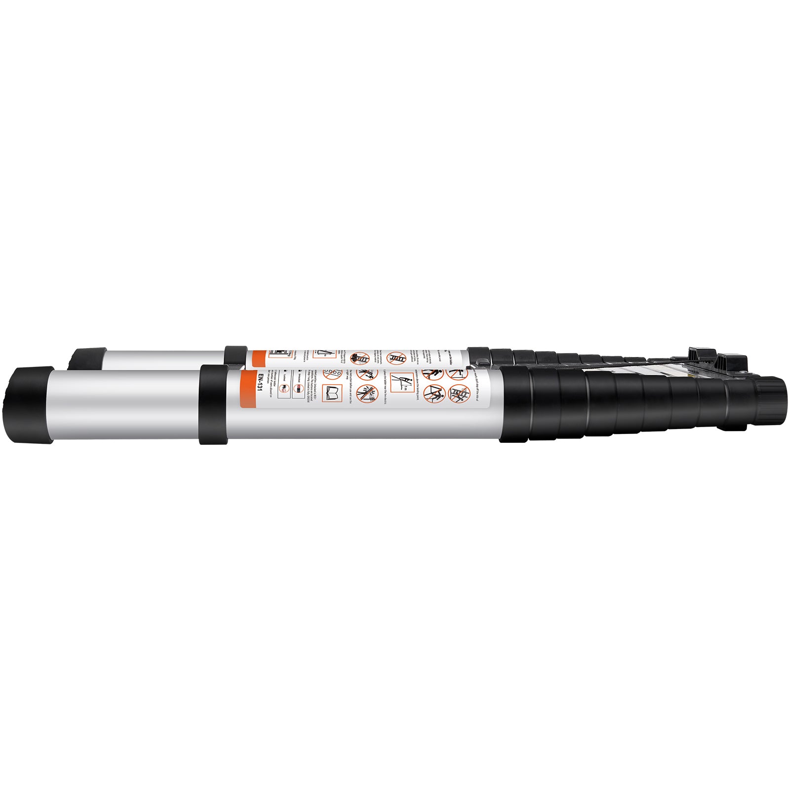 10.5FT Telescoping Aluminum Extension Ladder — 375 lb Capacity, One‑Button Retraction, Silver