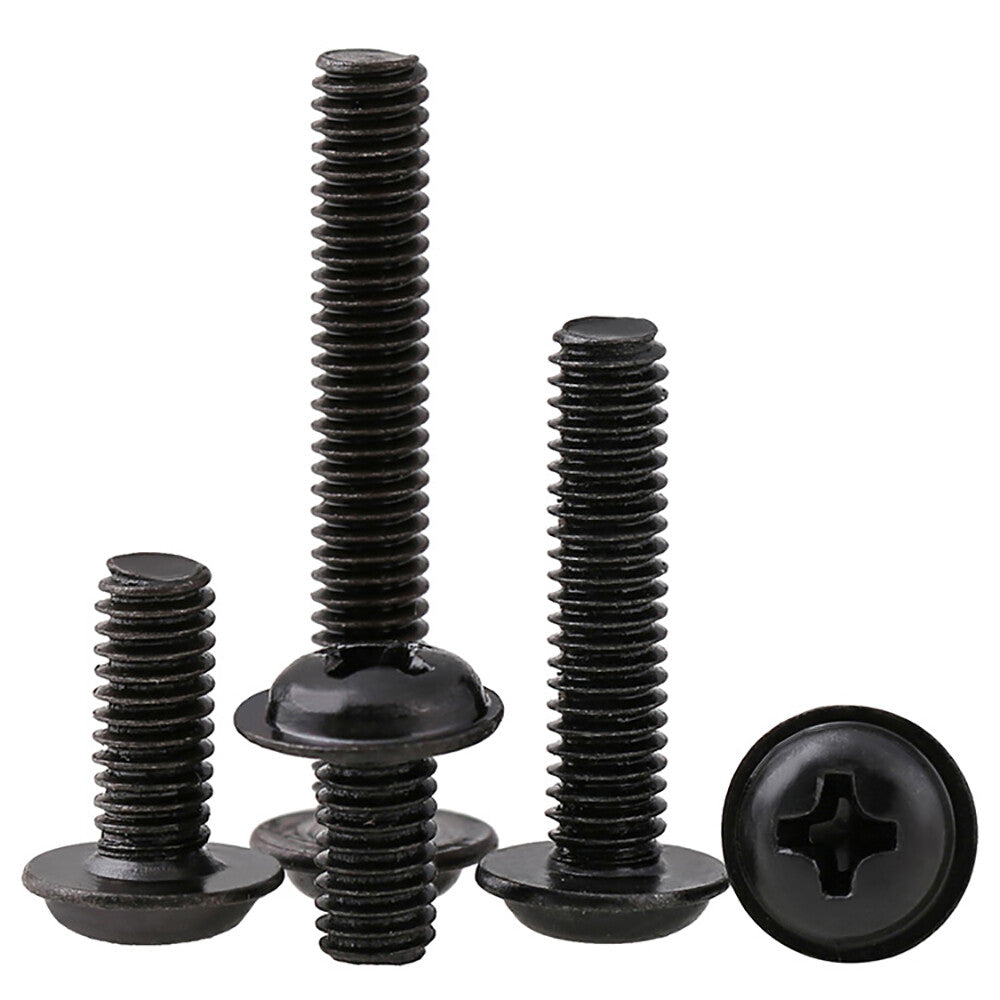 M2–M4 Flanged Button Head Phillips Screws – Black Zinc or Nickel Plated Carbon Steel