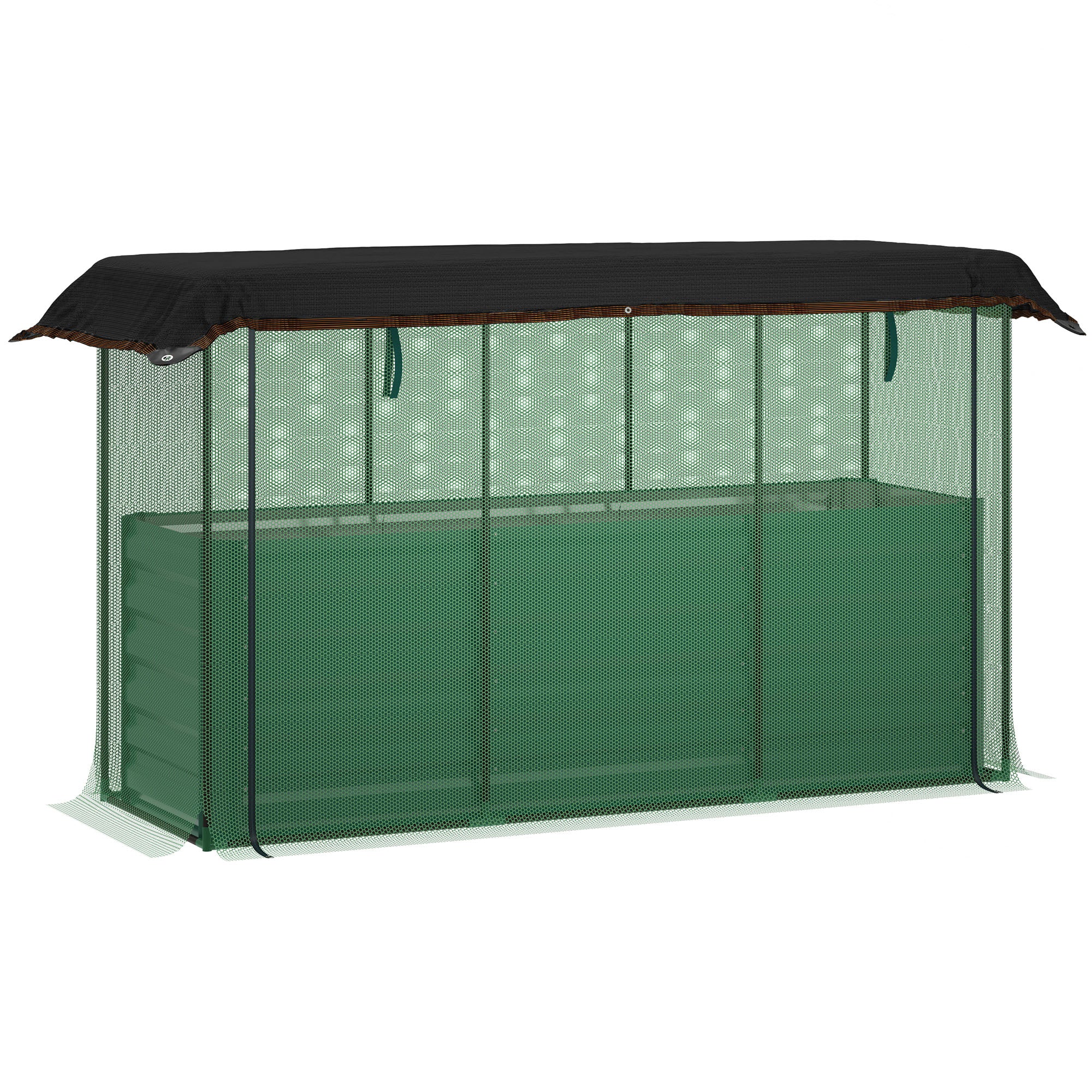 Galvanized Raised Garden Bed, Planter Box with Crop Cage and Shade Cloth, Green