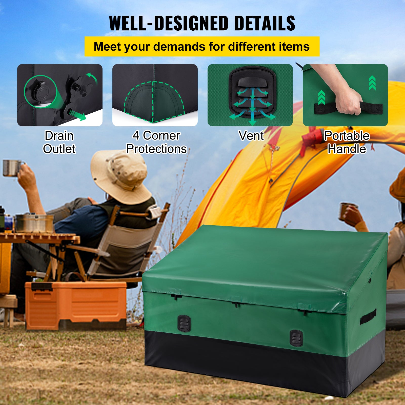Outdoor Storage Box Patio Deck Box 230 Gallon Waterproof PE Tarpaulin