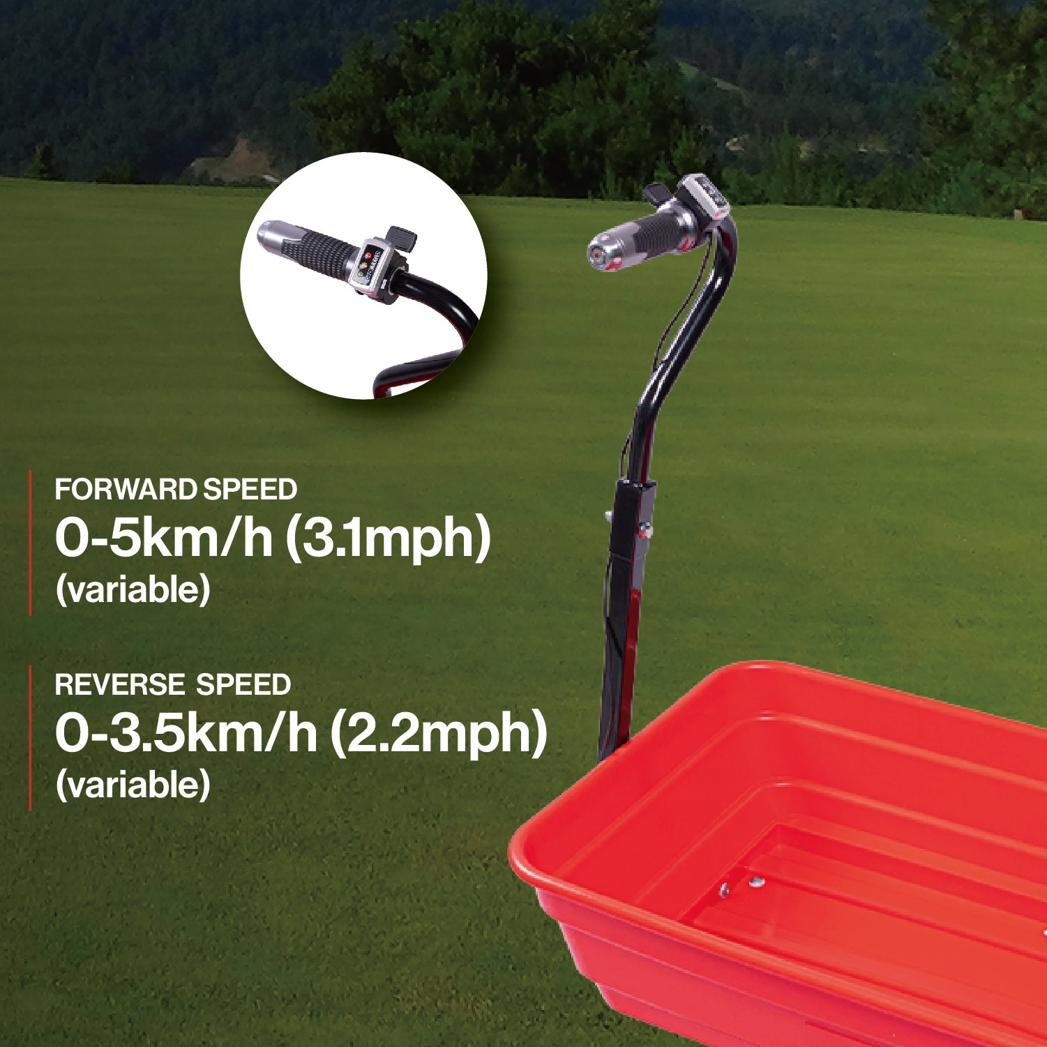 Four-wheeled electric cart 24V 180W lead-acid battery 264 lbs (120 kg) electric one-wheeled wheelbarrow 75L electric garden cart plastic pot capacity 2.6 cu.ft. wheelbarrow electric wheelbarrow