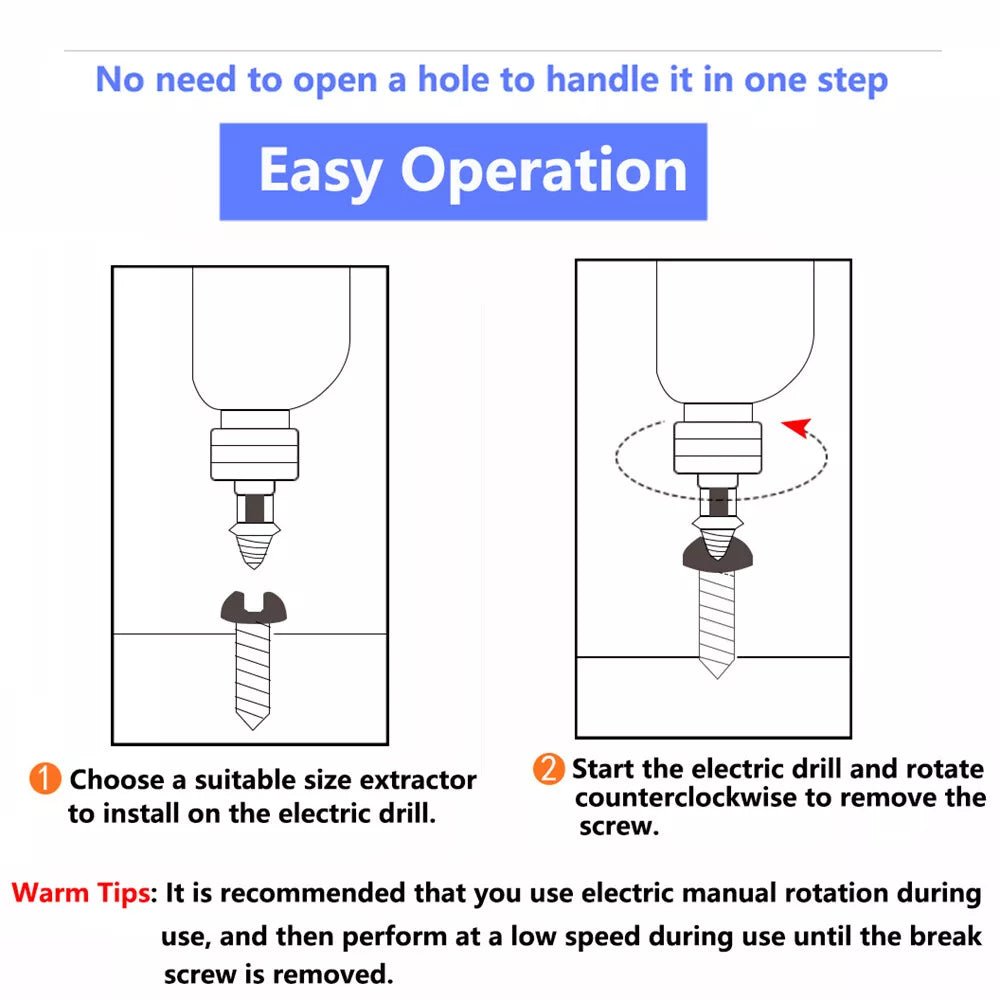 5PCS Damaged / Stripped Screw Extractor Set Bolt Broken Remover Tool Drill Bits - HomeDIYer