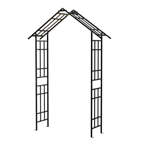 Metal Garden Arch Adjustable Width 42-78in Black Galvanized Climbing Plants | HomeDIYer