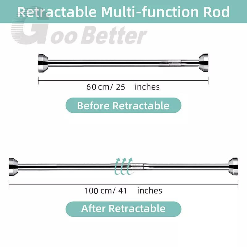 100cm Extendable Wardrobe Rod Stainless Steel Wardrobe Rail Tube Clothes Hanging Pole - HomeDIYer