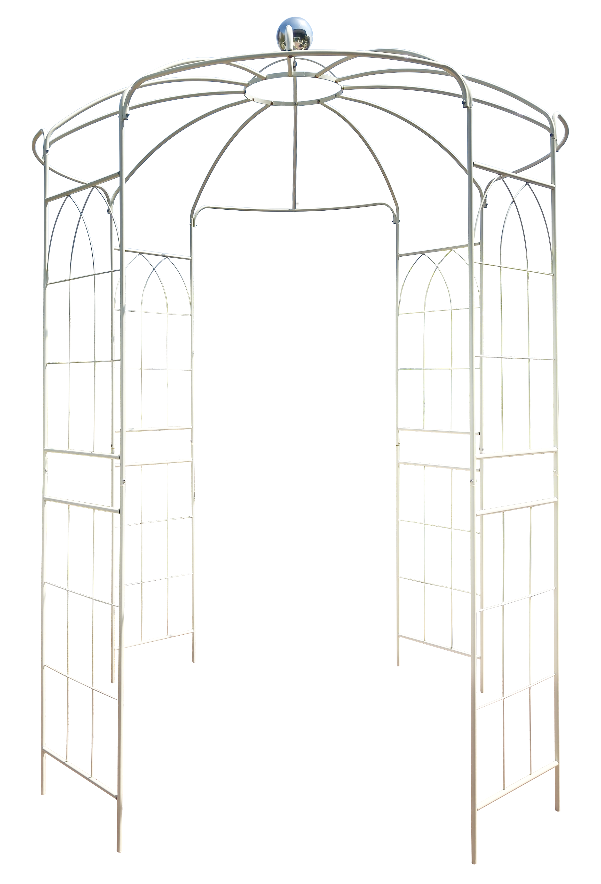 Metal Garden Arch Iron Garden Arbors Gazebo Dia 81.3'' x 114.2'' High Birdcage Shape Pergola Pavilion for Wedding Ceremony Cream White