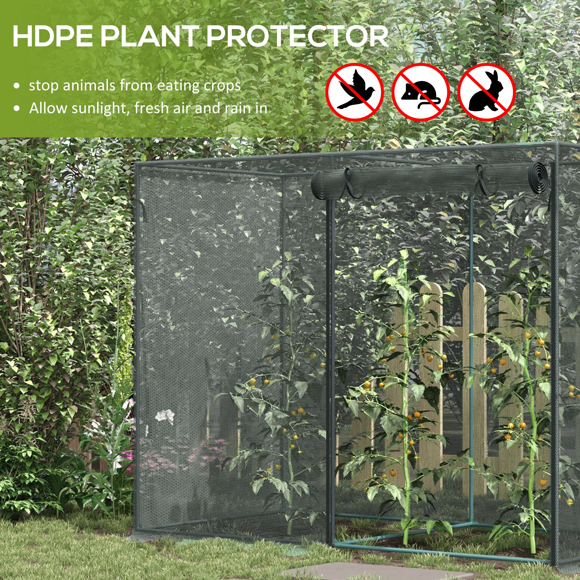 6' x 3' Crop Cage, Plant Protection Tent with Zippered Doors for Vegetable Garden, Backyard, Black