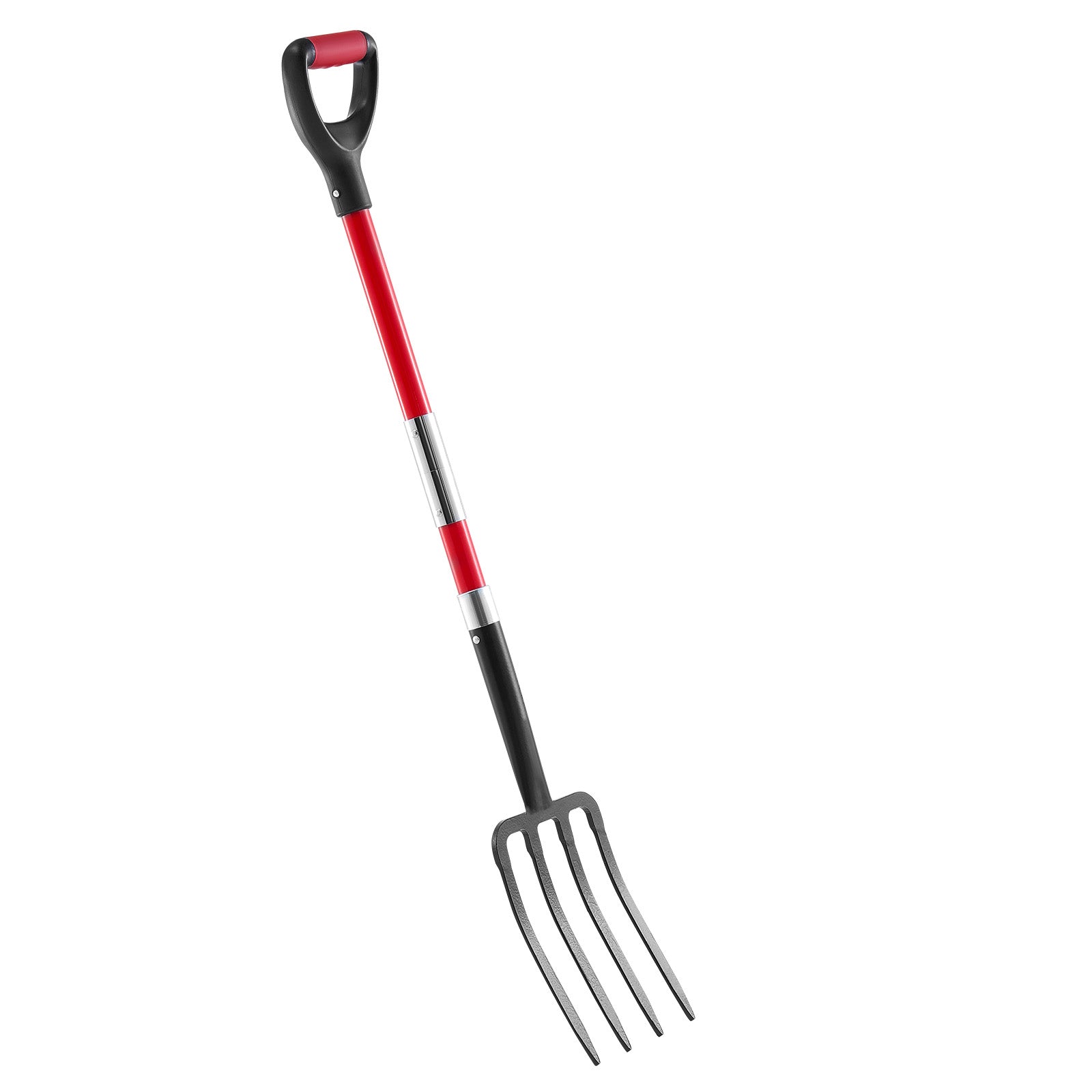 4 Tines Garden Fork Fiberglass Handle 45 in Digging Spading Pitchfork Heavy Duty