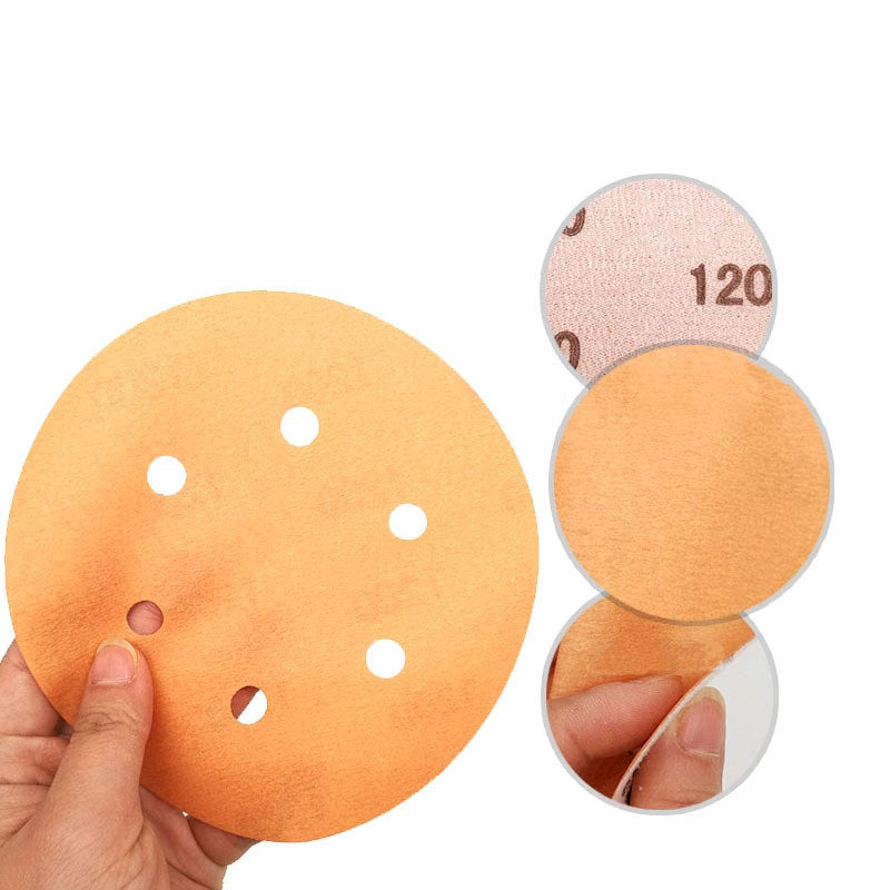 Packaging of 150mm wet and dry hook and loop sanding discs for home improvement projects.