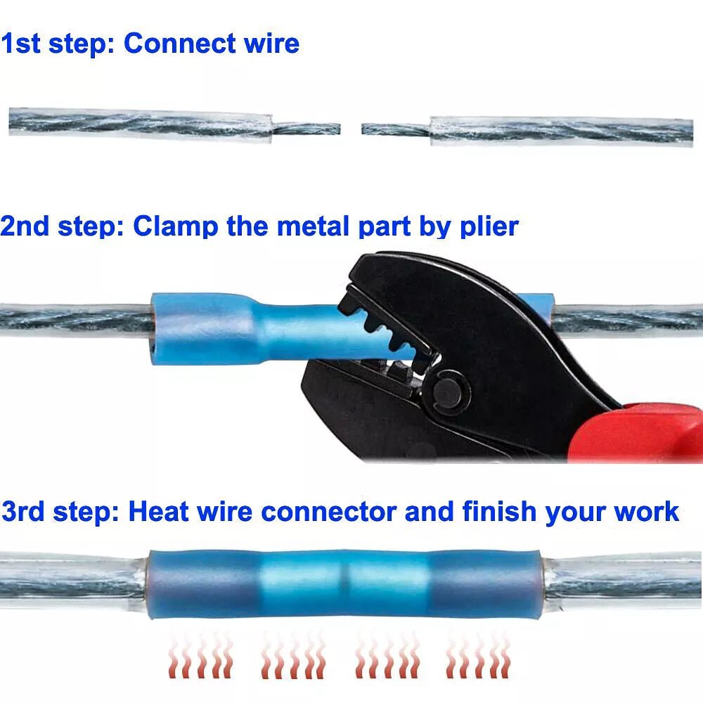 100Pcs Waterproof Seal Heat Shrink Butt Wire Splice Connectors Crimp Terminals - HomeDIYer