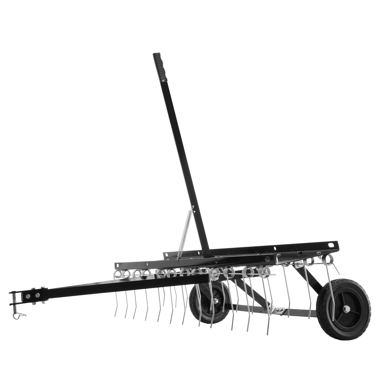 Tow Behind Dethatcher, 48-inch Tow Dethatcher with 24 Spring Steel Tines, Lawn Dethatcher Rake for ATV or Mower, Tow Behind Lawn Rake with Lift Handle for Garden Farm Grass