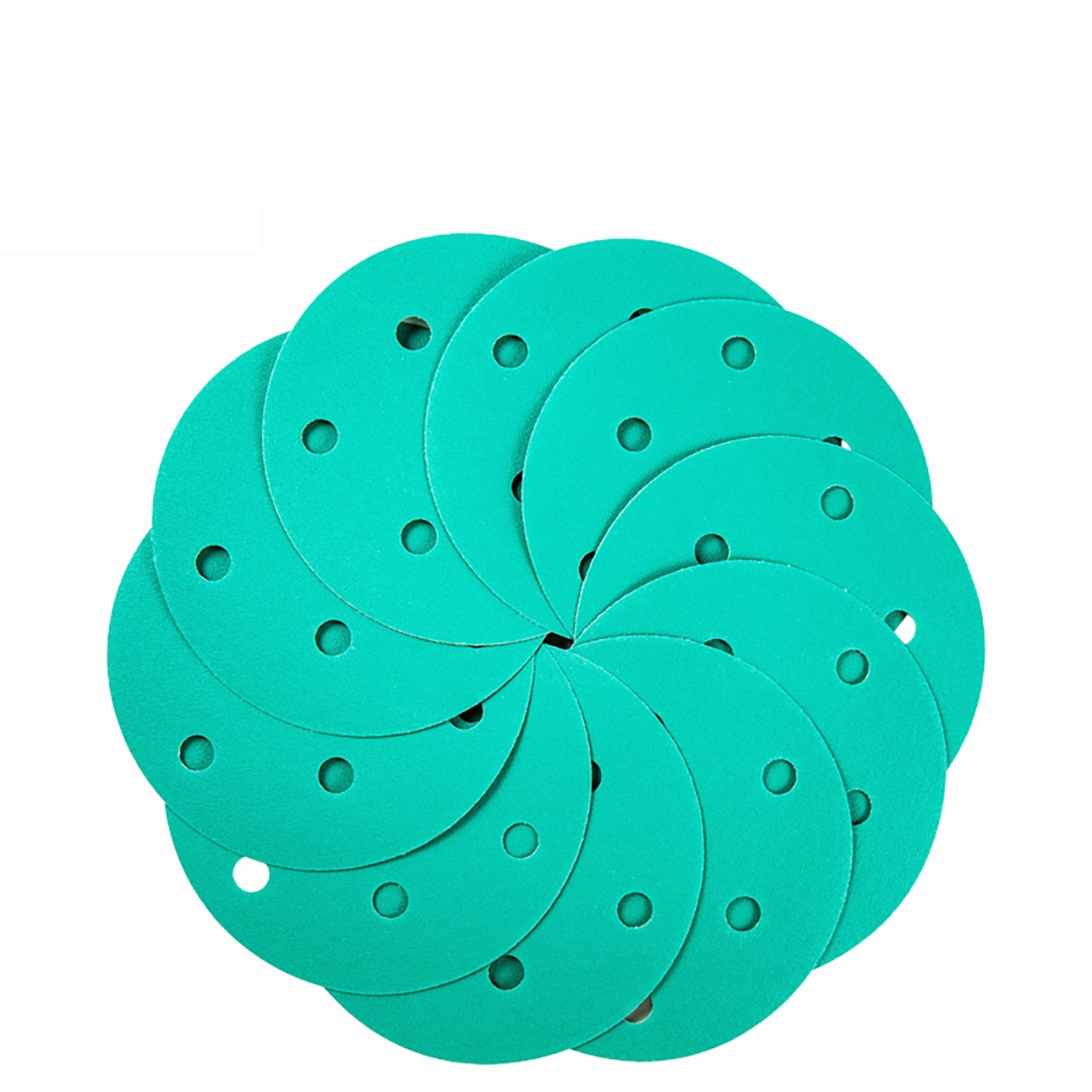 50mm - 150mm Wet & Dry Sanding Discs Sandpaper Film Hook and Loop Pads - Green