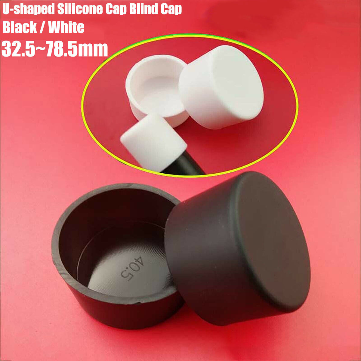 U-type Silicone Rubber End Cover Caps 32.5mm-60.5mm black and white assortment