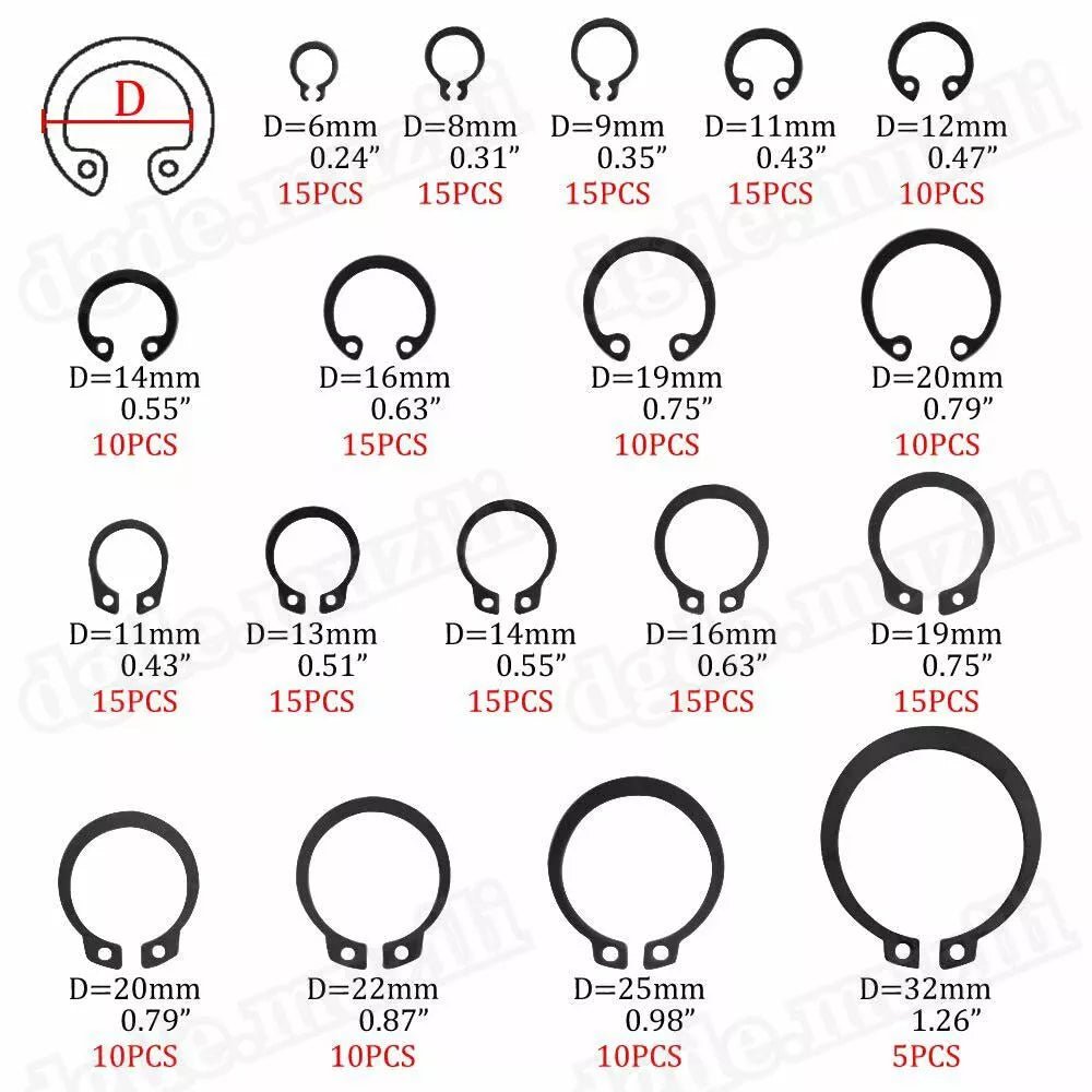 200× C - Clips Internal External Circlip Retaining Clip Ring Assortment Kit M6 - M32 - HomeDIYer