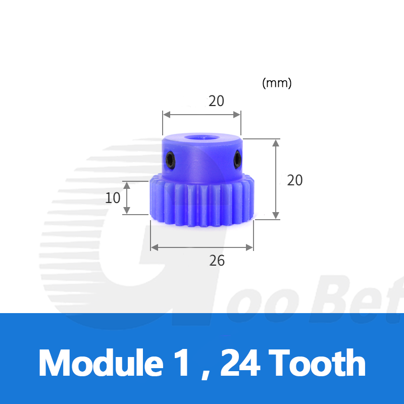 Nylon Mod 1 Spur Gear 15-150 Tooth with Step Pinion Motor Gears Bore 4-16mm Blue