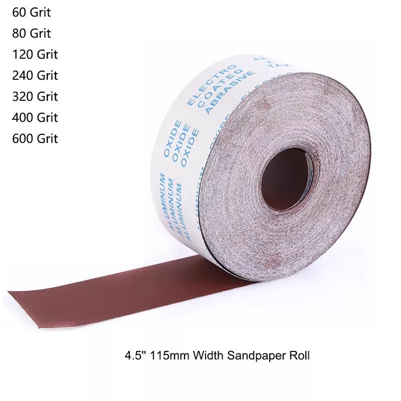 5M Sandpaper Roll 115mm Sanding Paper 60 - 600 Emery Cloth Sanding Abrasive Sheets - HomeDIYer