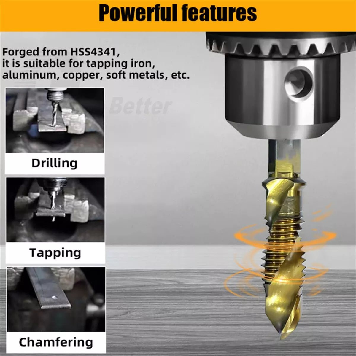 6Pcs HSS Drill Spiral Tap Bits M3 - M10 Hex Shank 1/4'' Metric Thread Cutter Set - HomeDIYer