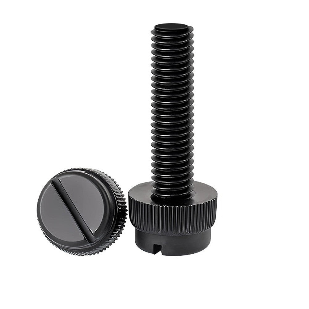 Black Nylon Thumb Screws — PA66 Knurled Slotted Head, M3 M4 M5 M6 M8