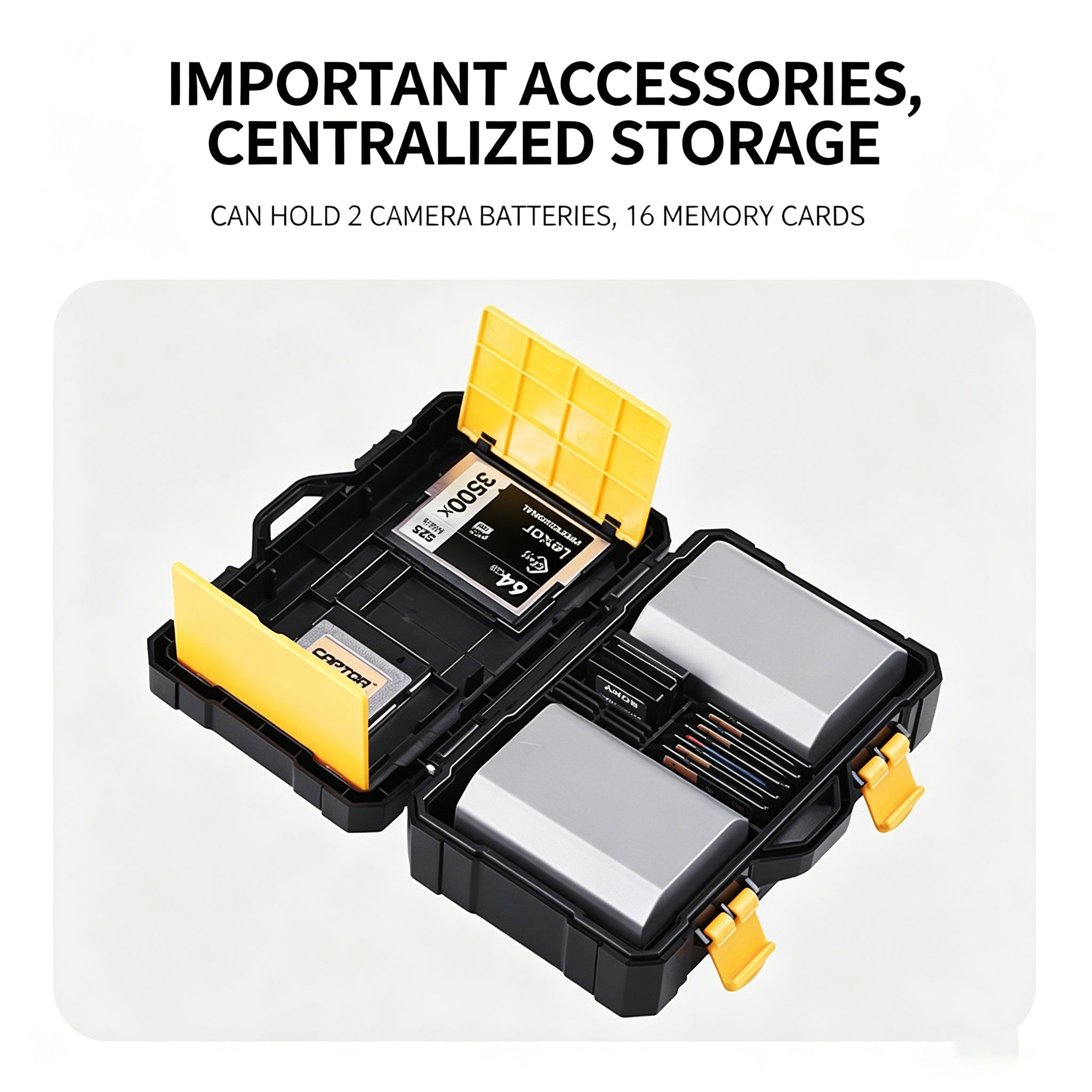 Camera Battery and Memory Card Storage Case, Waterproof Protective Box for LP-E6 FZ100 SD CF Cards, SCB08S