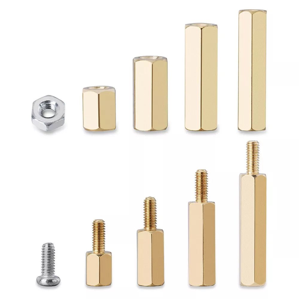 180Pcs M3 PCB Hex Male Female Spacer Threaded Brass Standoffs Screws Nuts Set - HomeDIYer